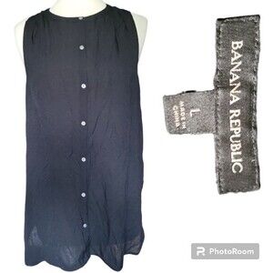 BANANA REPUBLIC Black Sleeveless Button Down Blouse - L